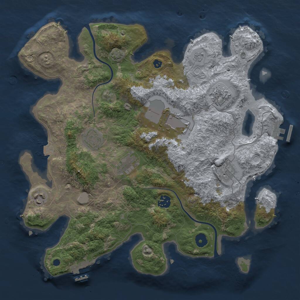 Rust Map: Procedural Map, Size: 3500, Seed: 2100315293, 13 Monuments
