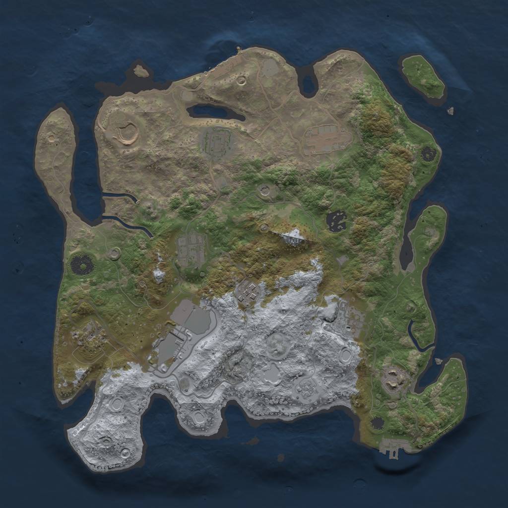 Rust Map: Procedural Map, Size: 3500, Seed: 67954012, 17 Monuments