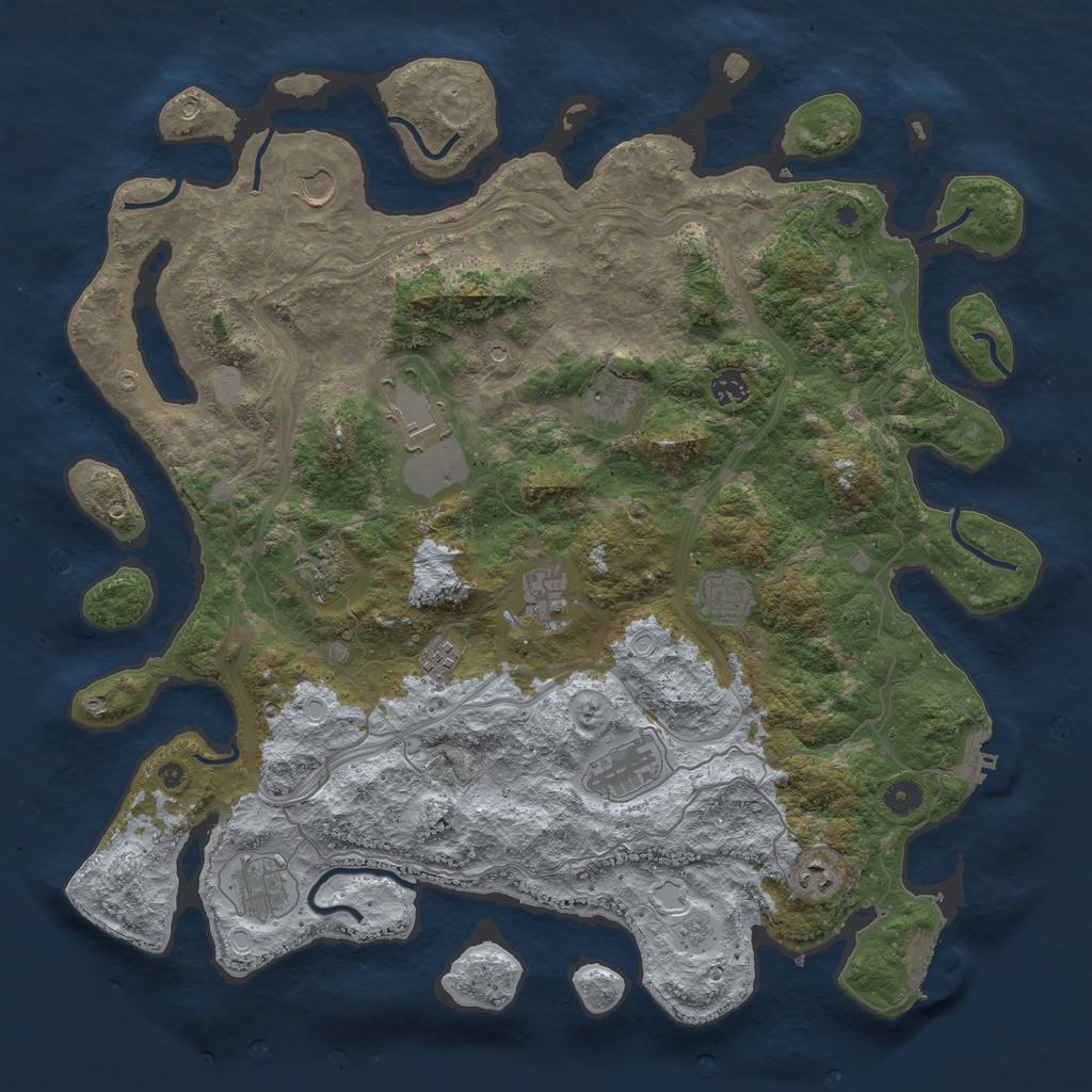 Rust Map: Procedural Map, Size: 4500, Seed: 1253707351, 18 Monuments