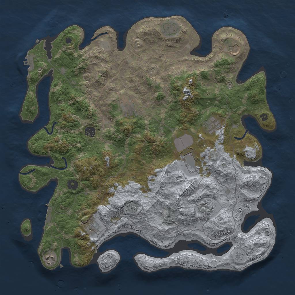 Rust Map: Procedural Map, Size: 4100, Seed: 36316, 17 Monuments