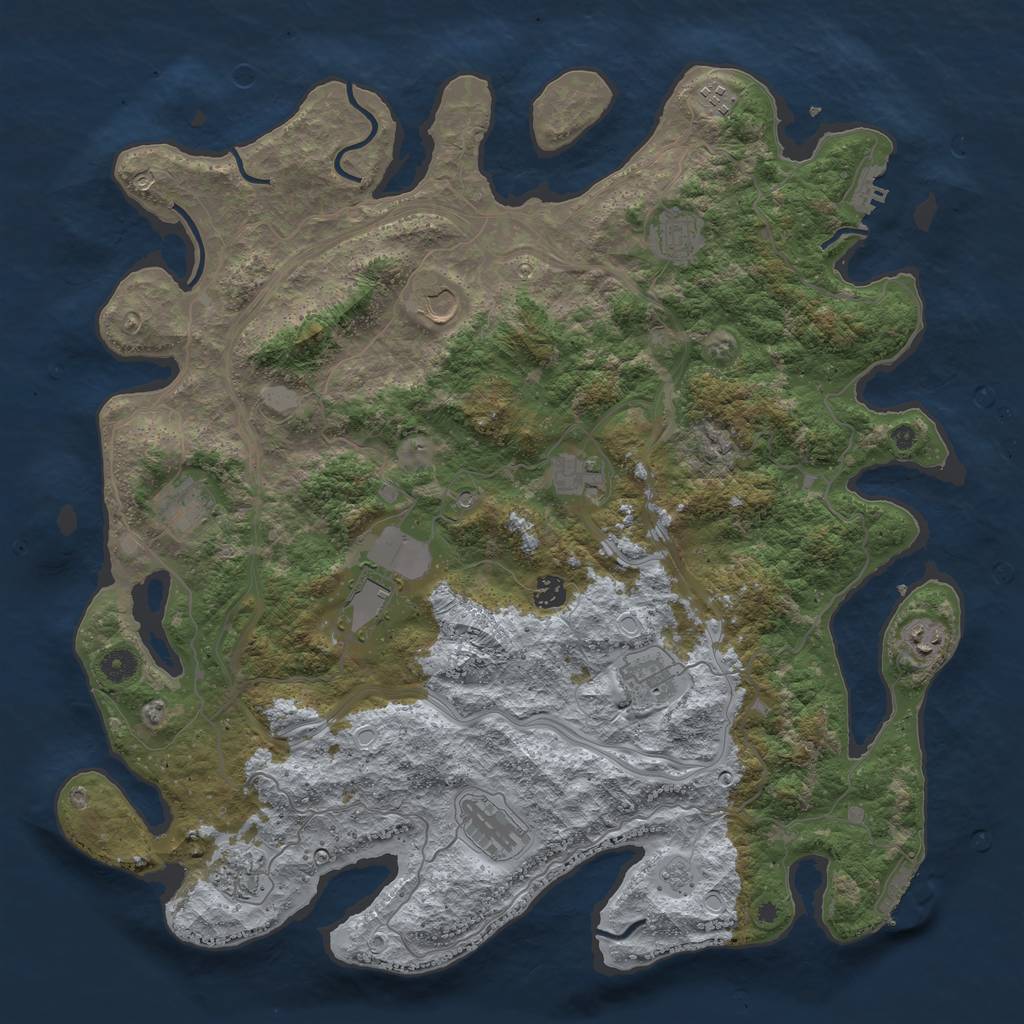 Rust Map: Procedural Map, Size: 4500, Seed: 1241241525, 18 Monuments