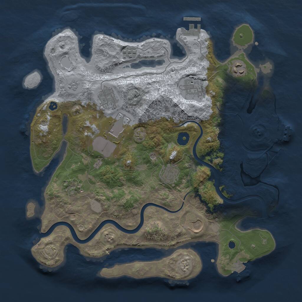 Rust Map: Procedural Map, Size: 3500, Seed: 15243, 14 Monuments