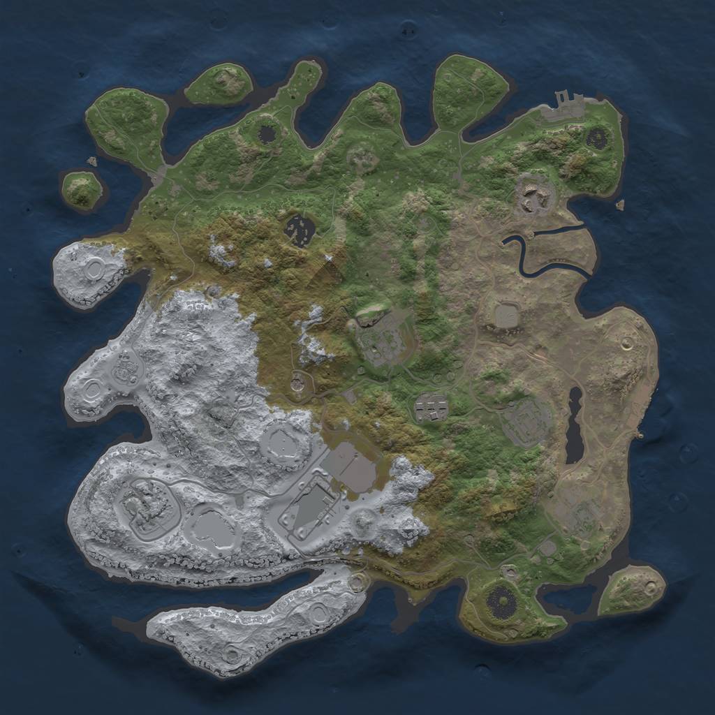 Rust Map: Procedural Map, Size: 3500, Seed: 5337405, 15 Monuments