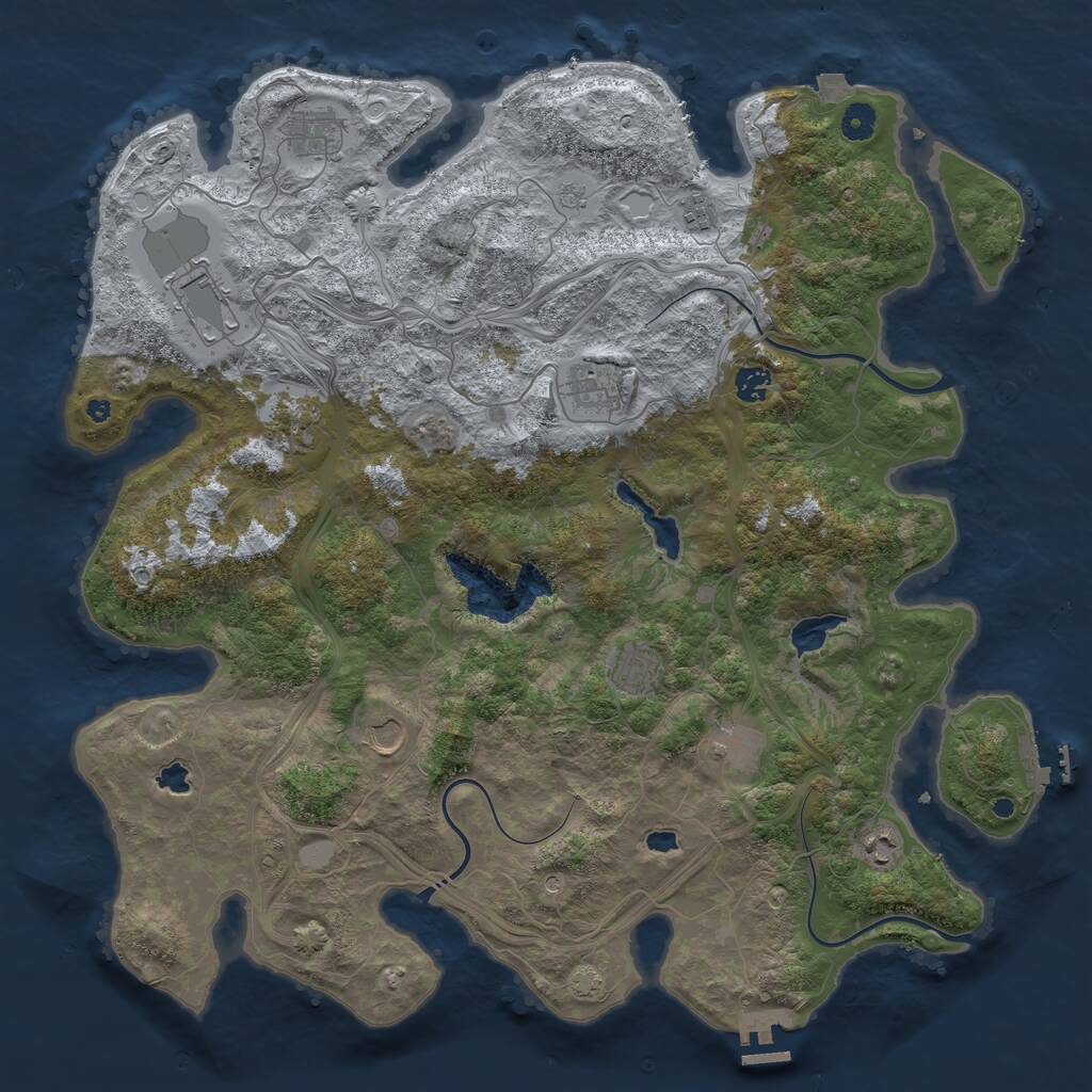 Rust Map: Procedural Map, Size: 4500, Seed: 323551175, 16 Monuments