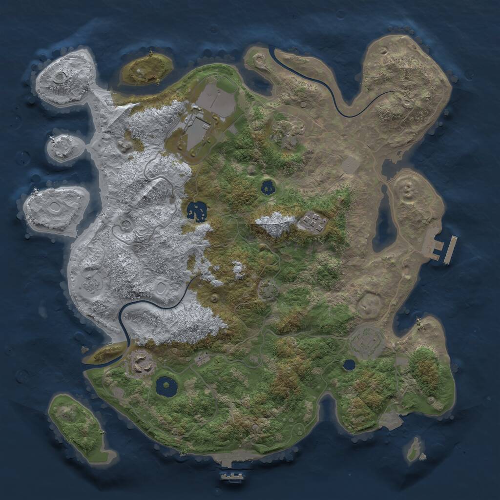 Rust Map: Procedural Map, Size: 3500, Seed: 15148208, 12 Monuments