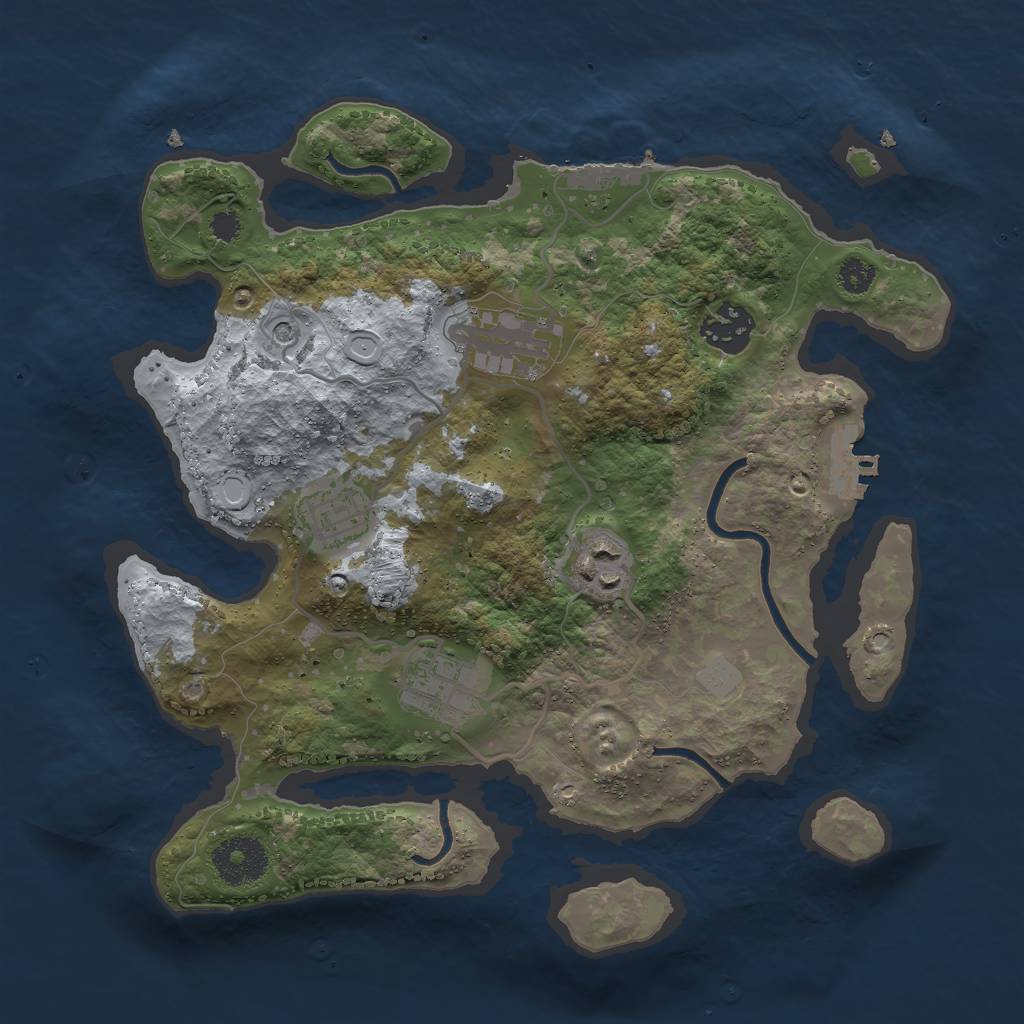 Rust Map: Procedural Map, Size: 3000, Seed: 1866502517, 11 Monuments