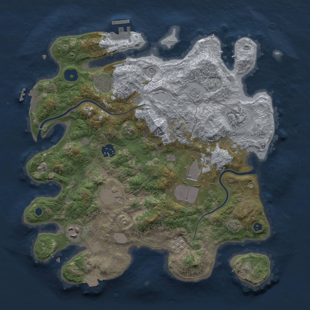 Rust Map: Procedural Map, Size: 3500, Seed: 83827355, 13 Monuments