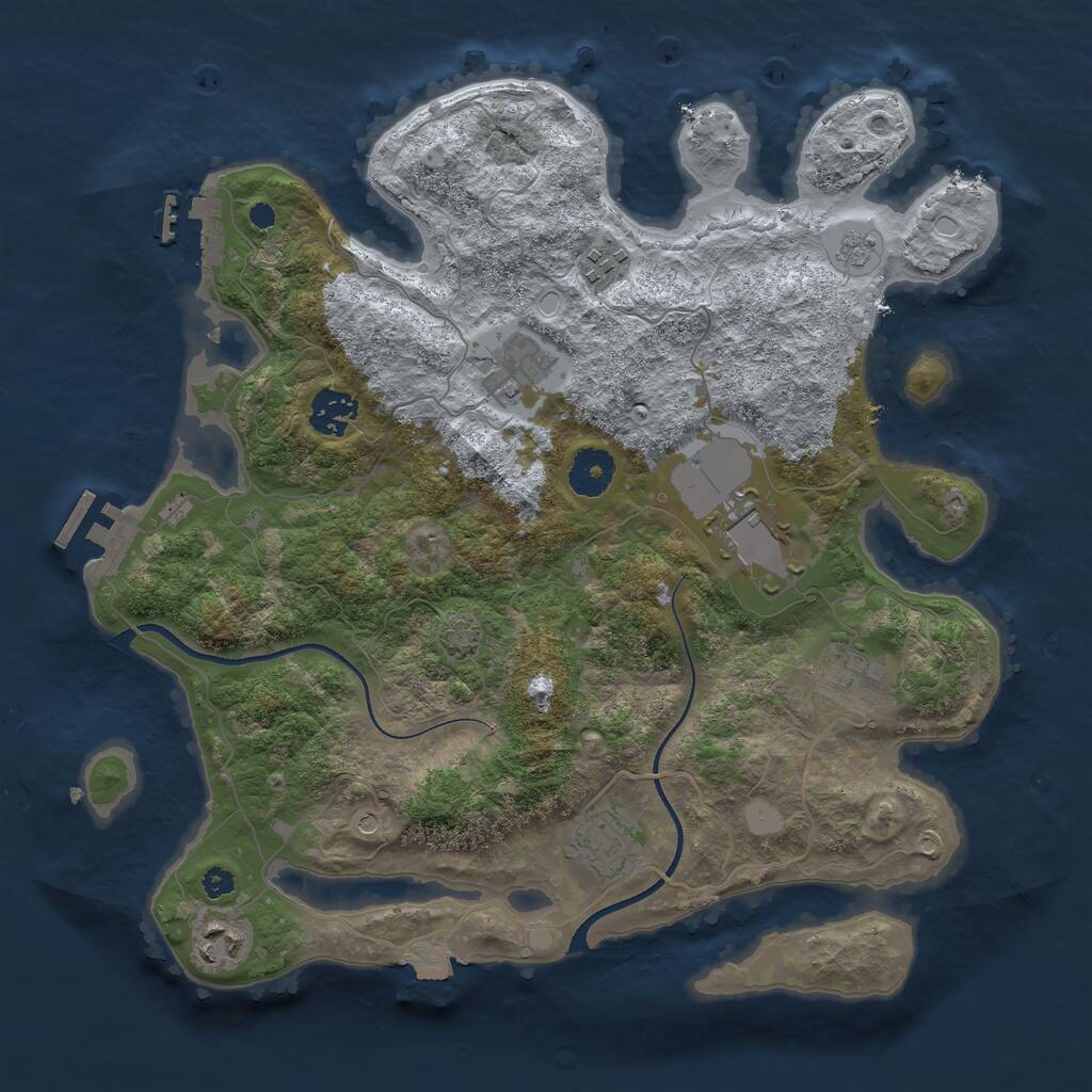 Rust Map: Procedural Map, Size: 3500, Seed: 51800296, 13 Monuments