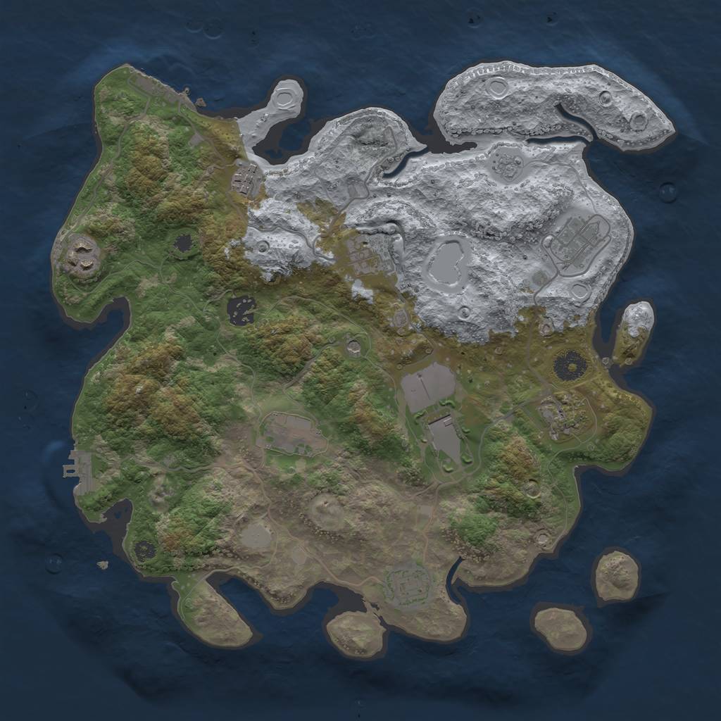 Rust Map: Procedural Map, Size: 3500, Seed: 5624203, 16 Monuments