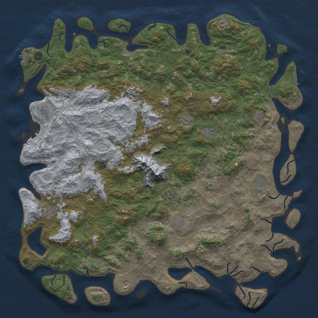 Rust Map: Procedural Map, Size: 6000, Seed: 92536176, 18 Monuments