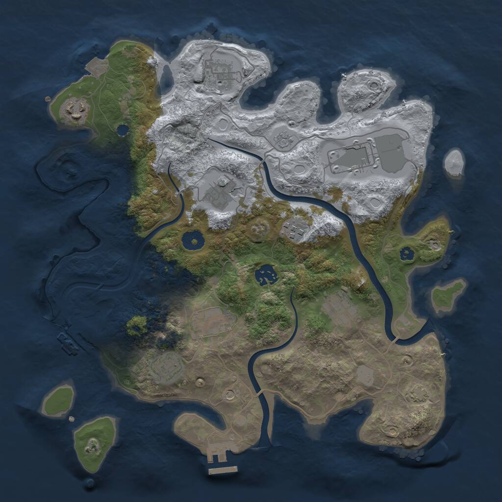 Rust Map: Procedural Map, Size: 3500, Seed: 1444384864, 15 Monuments