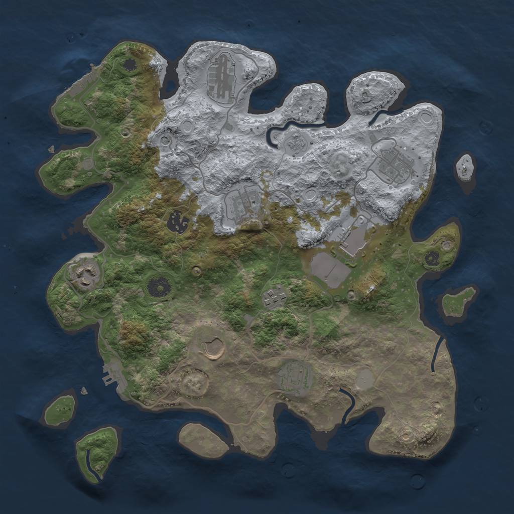 Rust Map: Procedural Map, Size: 3500, Seed: 1444384864, 16 Monuments