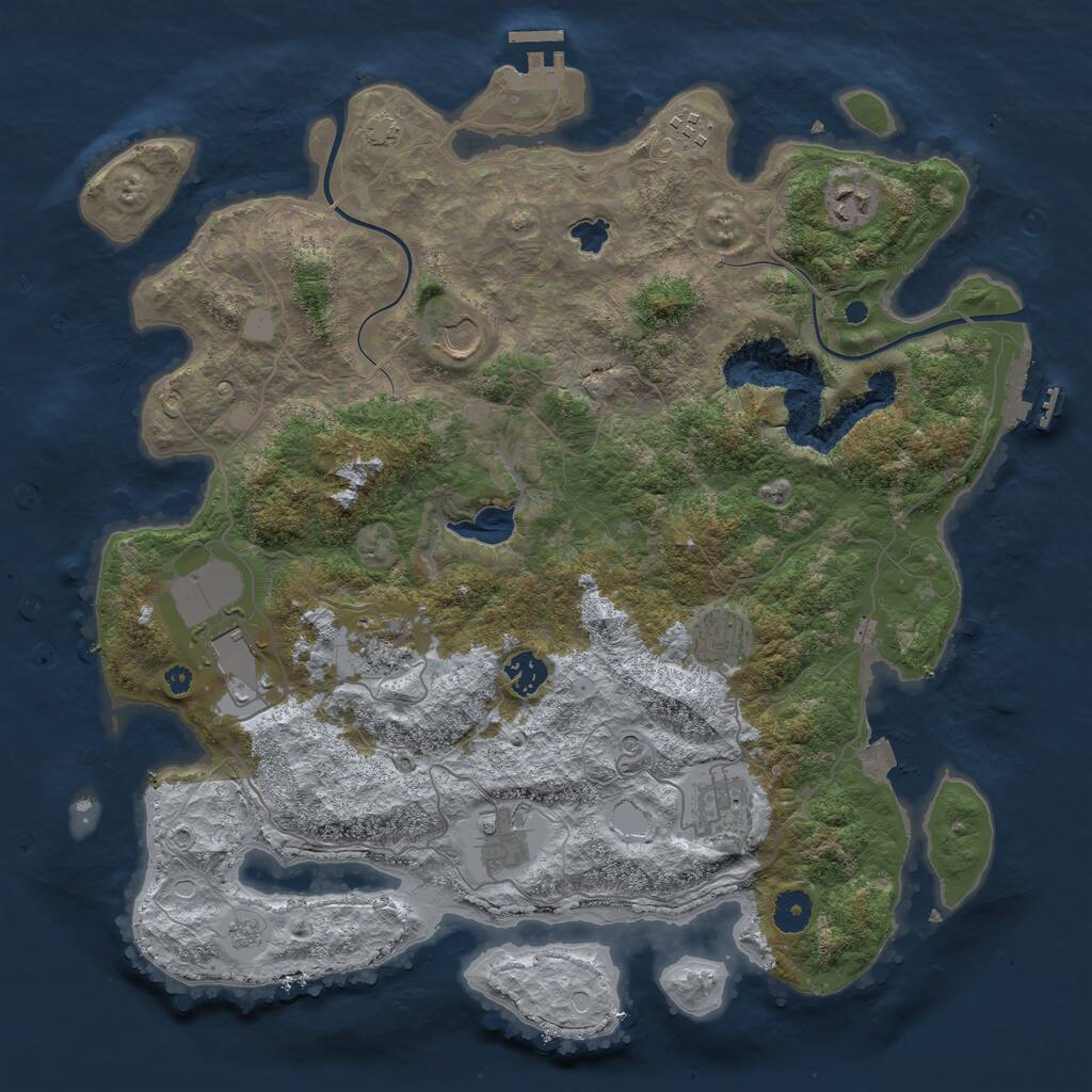 Rust Map: Procedural Map, Size: 4000, Seed: 36724, 15 Monuments