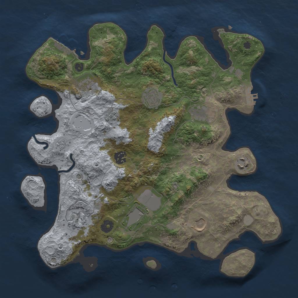 Rust Map: Procedural Map, Size: 3500, Seed: 6773, 16 Monuments