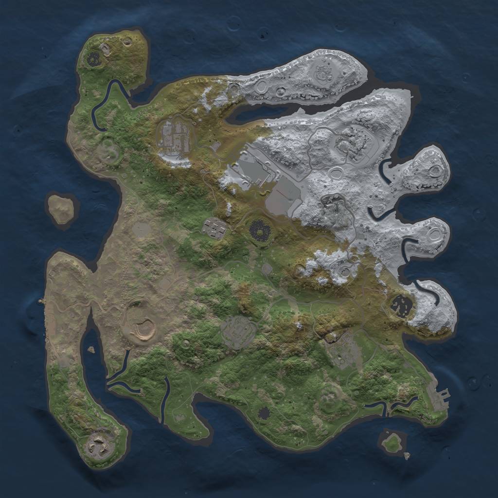Rust Map: Procedural Map, Size: 3500, Seed: 12415, 16 Monuments