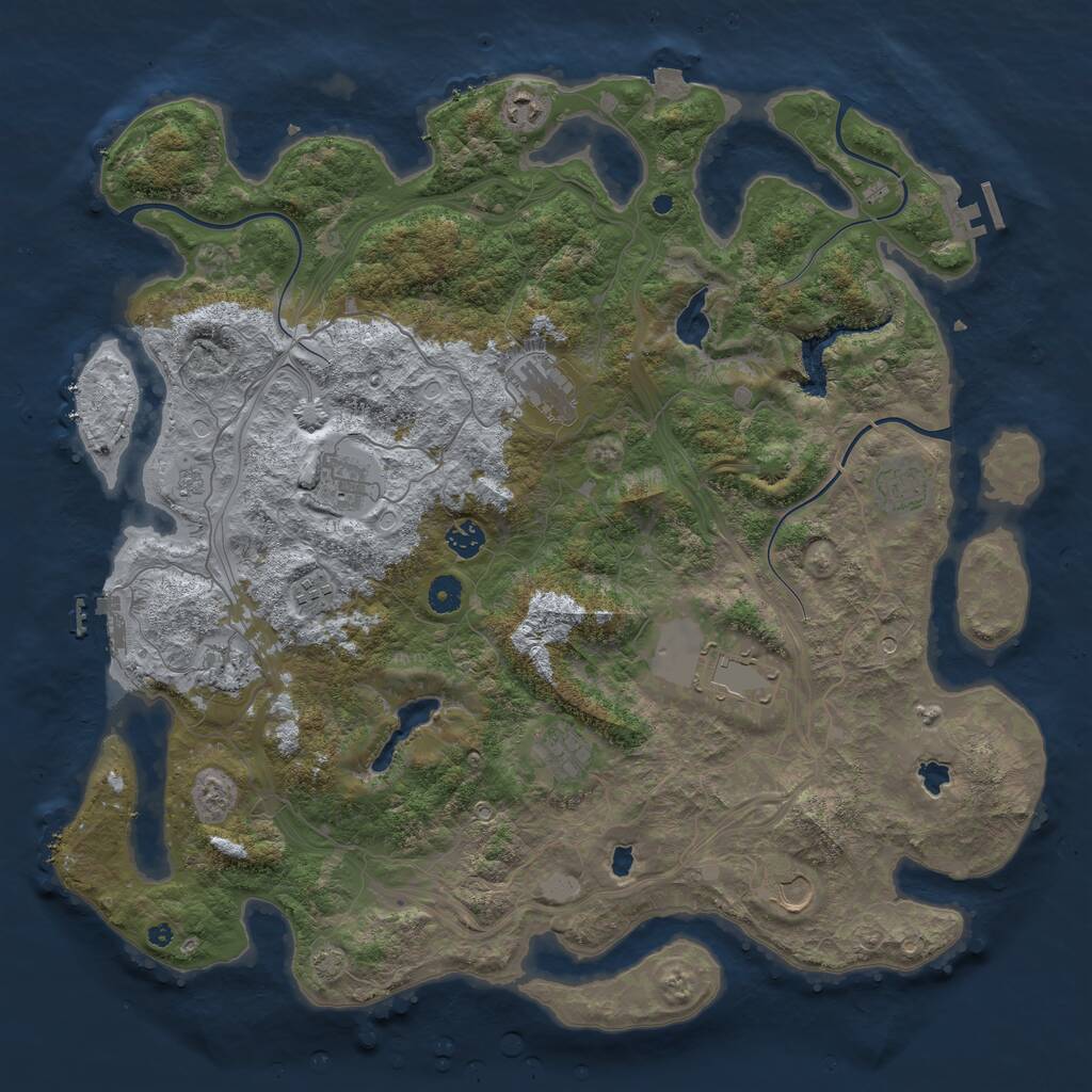 Rust Map: Procedural Map, Size: 4500, Seed: 919471, 16 Monuments