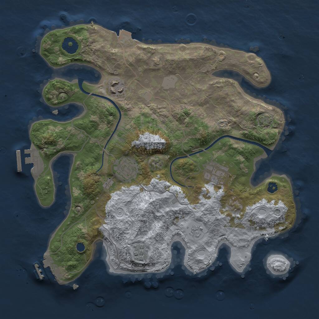Rust Map: Procedural Map, Size: 3000, Seed: 1901165724, 9 Monuments