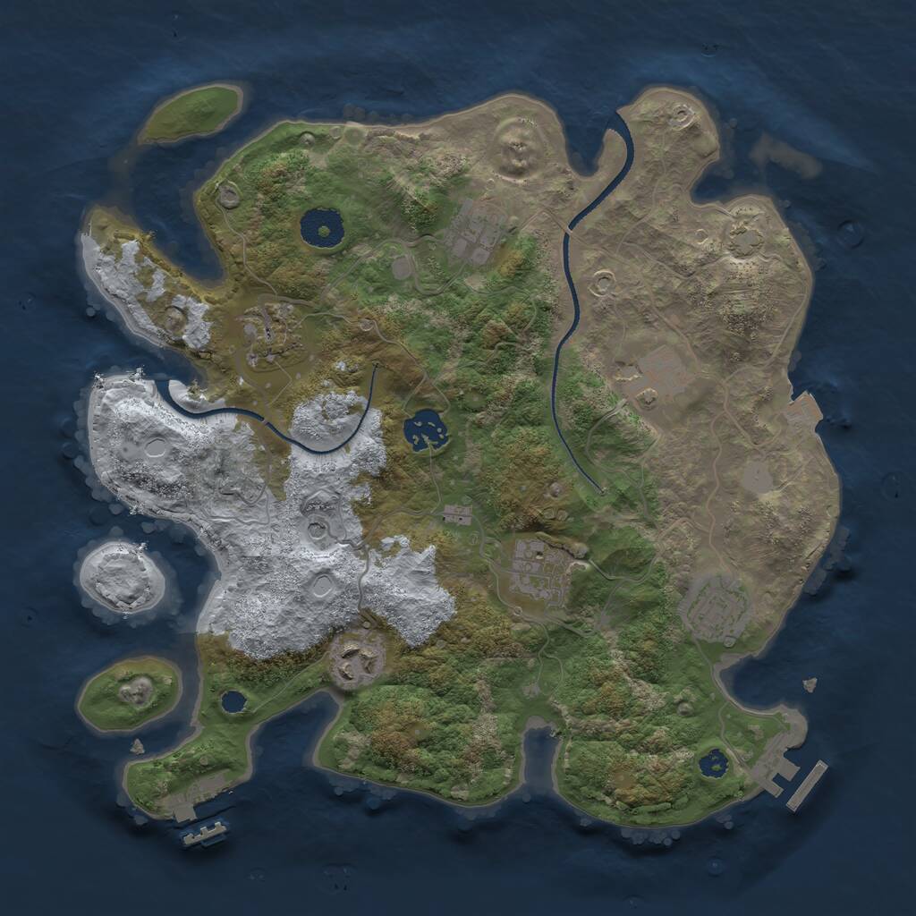 Rust Map: Procedural Map, Size: 3250, Seed: 604900931, 12 Monuments
