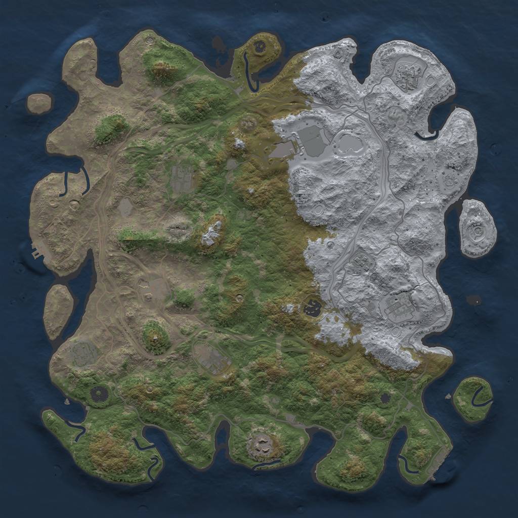 Rust Map: Procedural Map, Size: 4500, Seed: 693949907, 17 Monuments