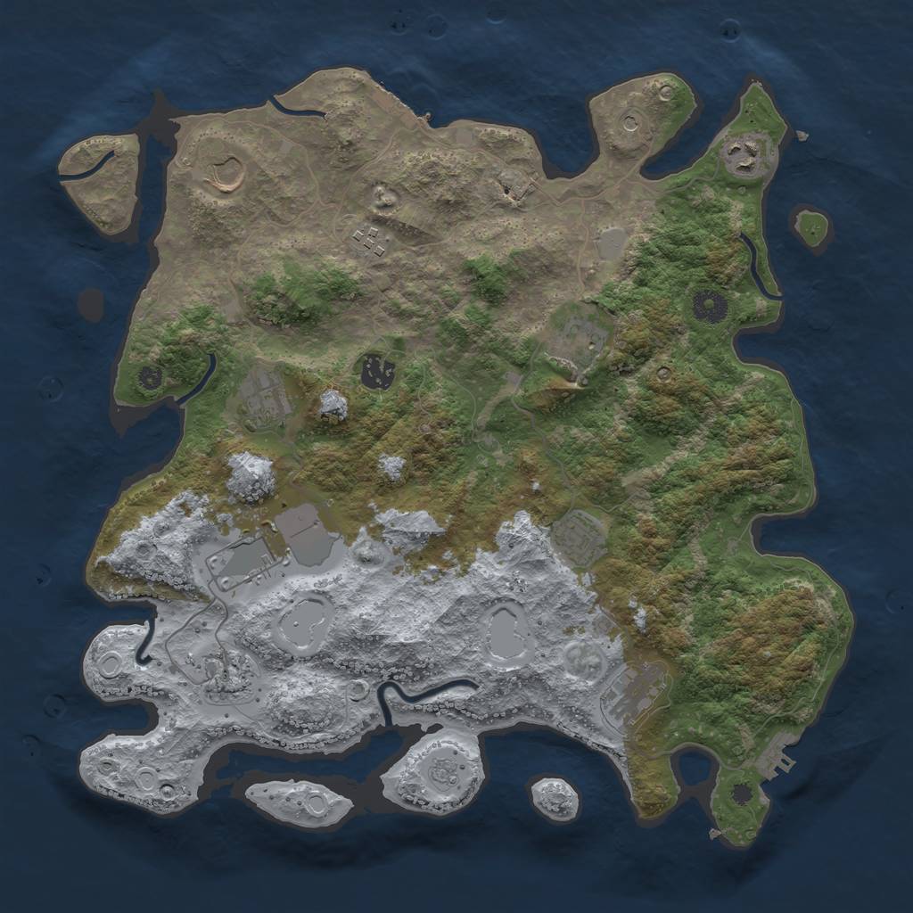 Rust Map: Procedural Map, Size: 3900, Seed: 259846, 17 Monuments