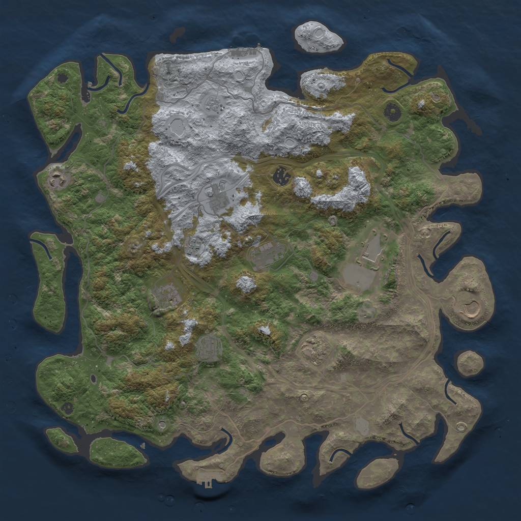 Rust Map: Procedural Map, Size: 4500, Seed: 310626568, 17 Monuments