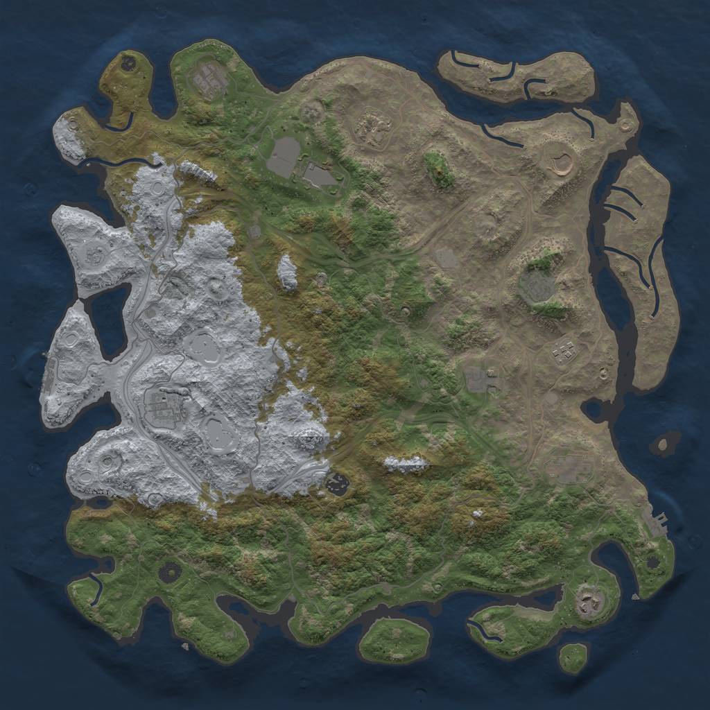 Rust Map: Procedural Map, Size: 4800, Seed: 1911177157, 18 Monuments