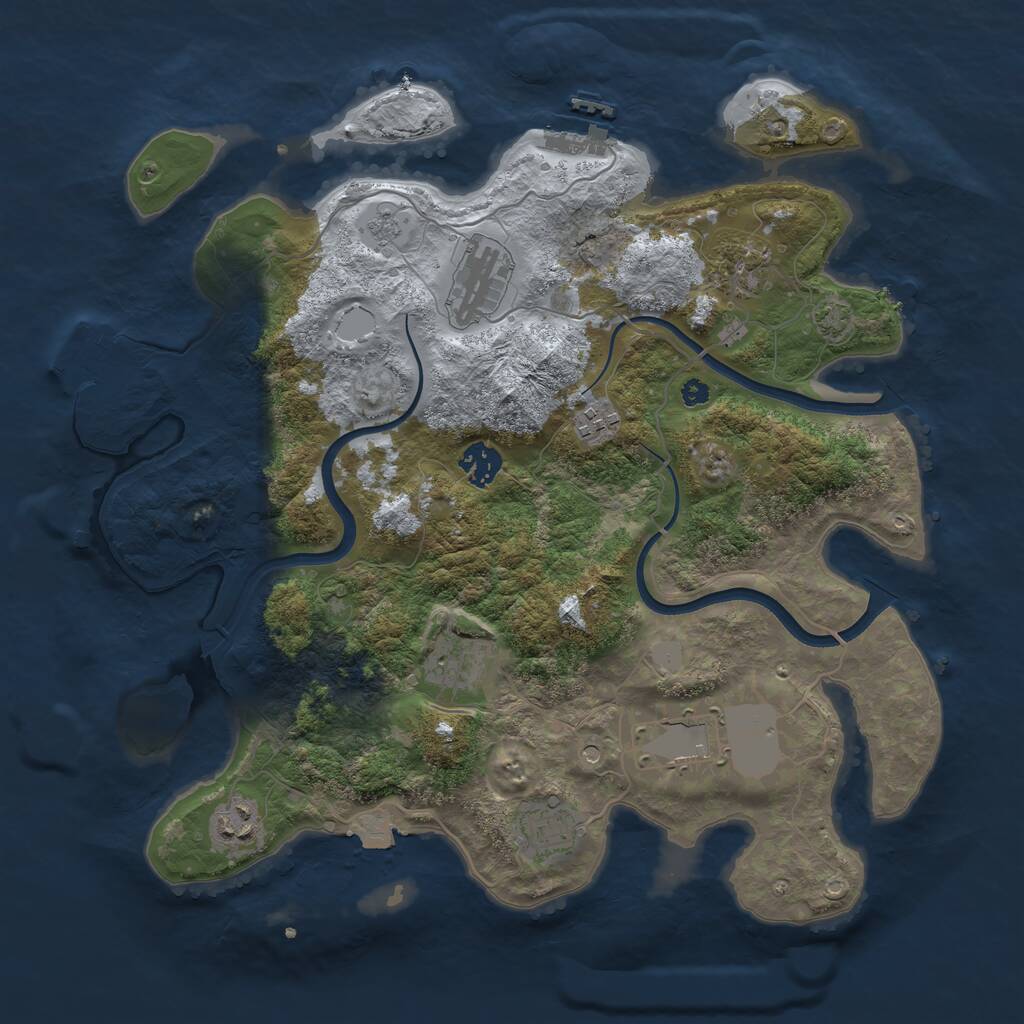 Rust Map: Procedural Map, Size: 3700, Seed: 142596, 14 Monuments