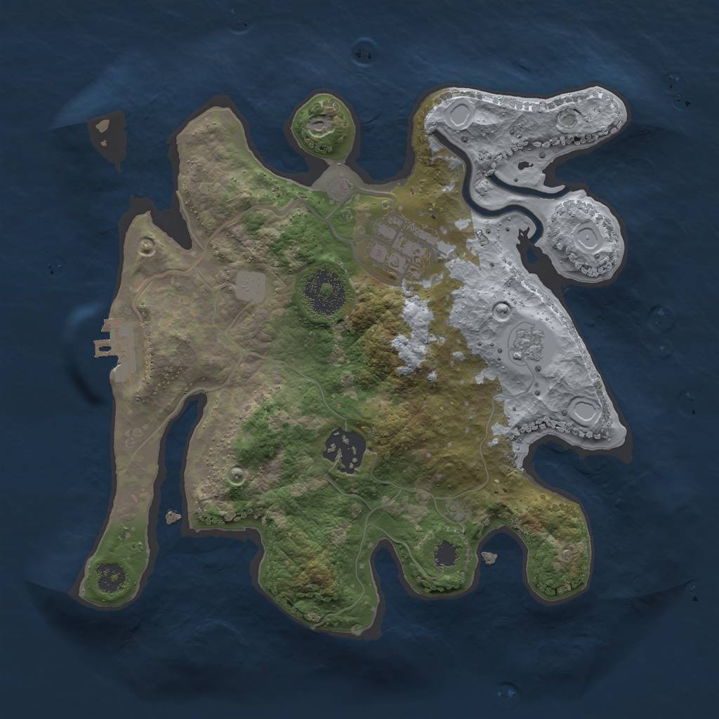 Rust Map: Procedural Map, Size: 2500, Seed: 375043239, 7 Monuments