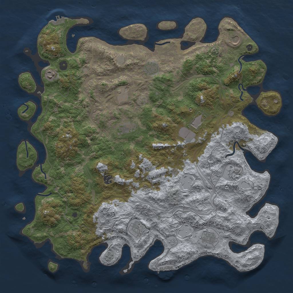 Rust Map: Procedural Map, Size: 4800, Seed: 1486072430, 18 Monuments