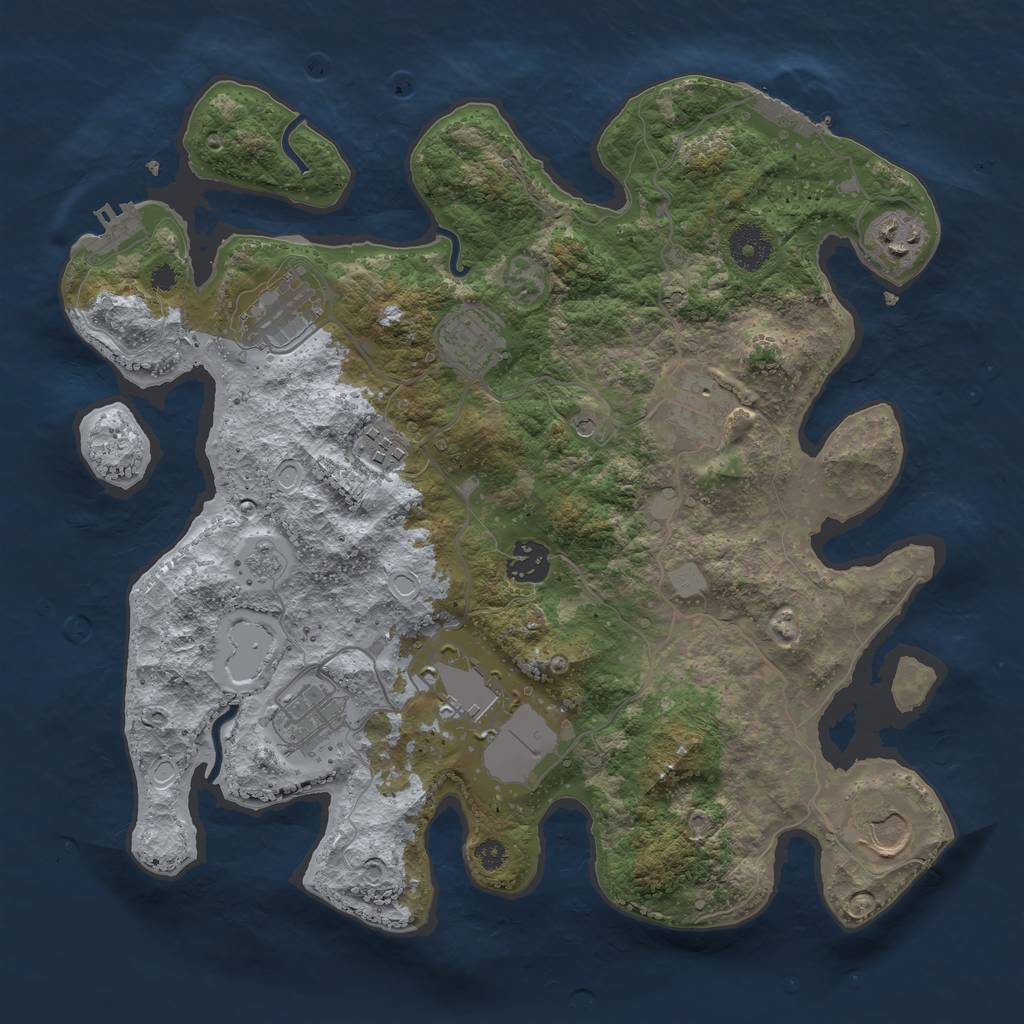 Rust Map: Procedural Map, Size: 3500, Seed: 549494103, 16 Monuments