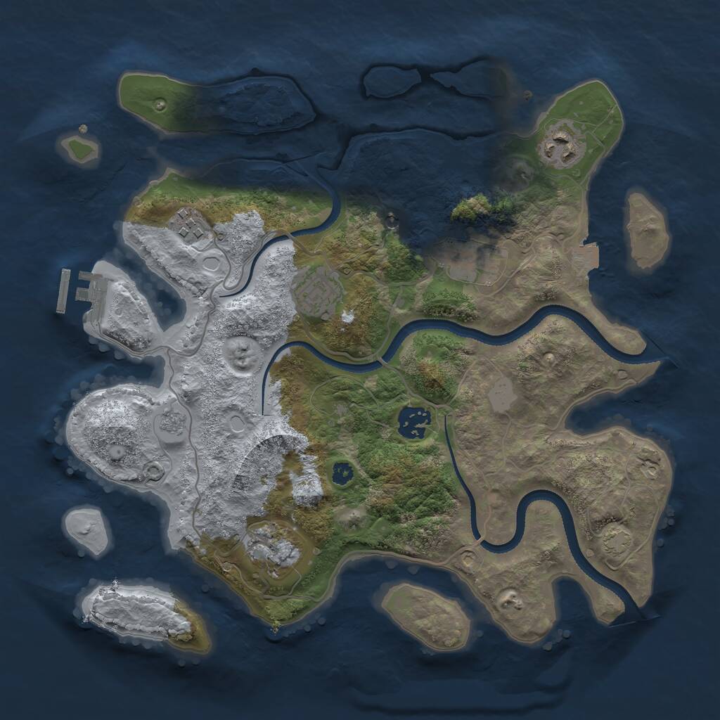 Rust Map: Procedural Map, Size: 3250, Seed: 1285703973, 11 Monuments