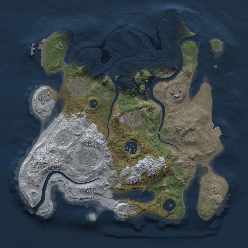 Rust Map: Procedural Map, Size: 3000, Seed: 213243895, 12 Monuments