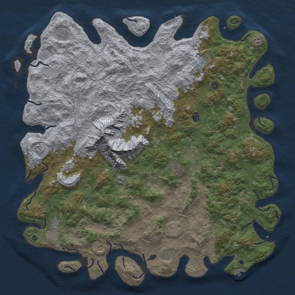 Rust Map: Procedural Map, Size: 6000, Seed: 898833747, 18 Monuments