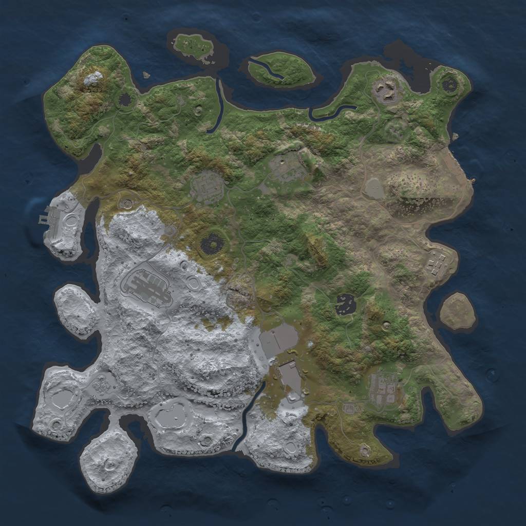 Rust Map: Procedural Map, Size: 3600, Seed: 124891, 15 Monuments