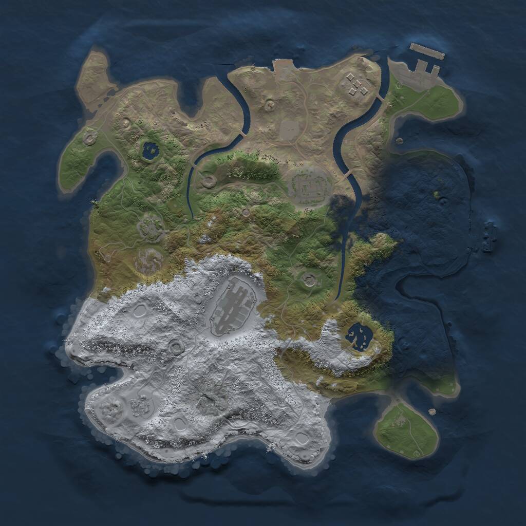 Rust Map: Procedural Map, Size: 3000, Seed: 12424623, 10 Monuments