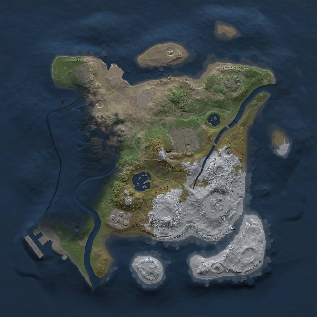 Rust Map: Procedural Map, Size: 2500, Seed: 167432, 8 Monuments