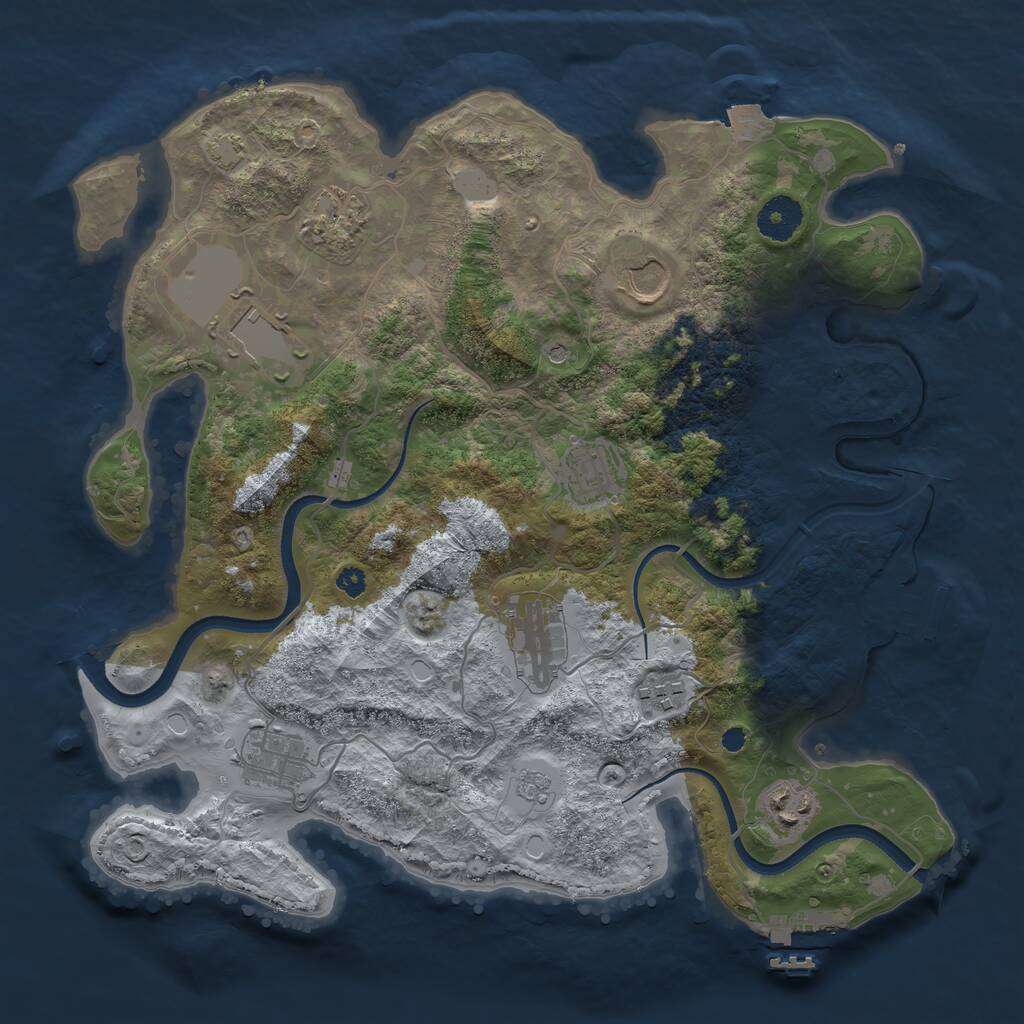 Rust Map: Procedural Map, Size: 3500, Seed: 64569095, 14 Monuments
