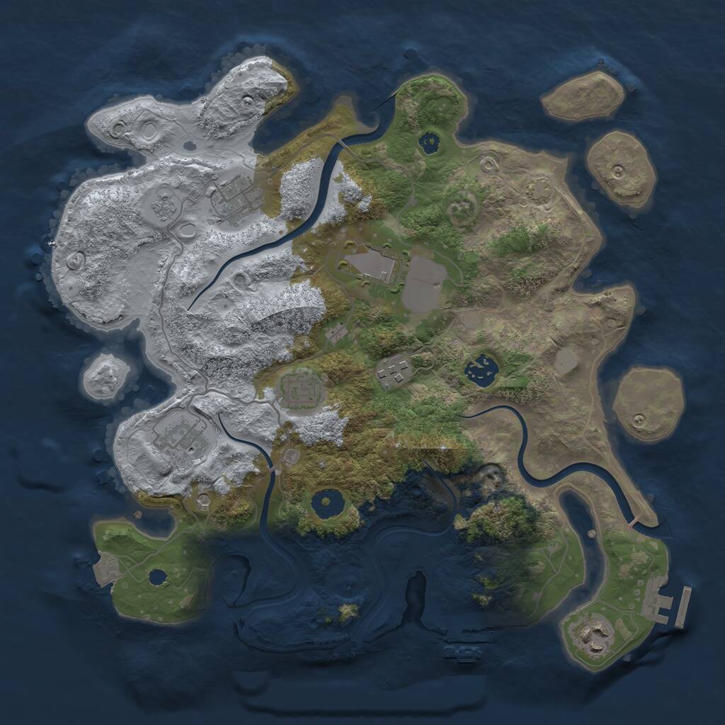Rust Map: Procedural Map, Size: 3500, Seed: 1739020521, 13 Monuments