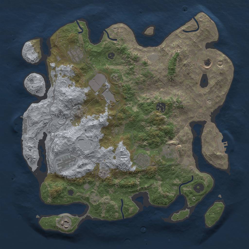 Rust Map: Procedural Map, Size: 3700, Seed: 22617, 16 Monuments