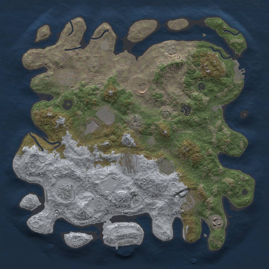 Rust Map: Procedural Map, Size: 3800, Seed: 153252, 17 Monuments