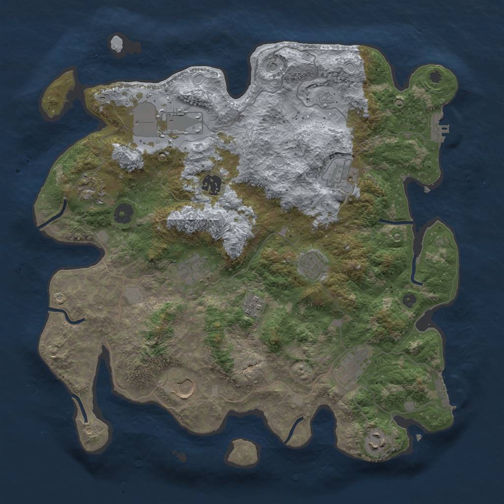 Rust Map: Procedural Map, Size: 3800, Seed: 381147332, 17 Monuments