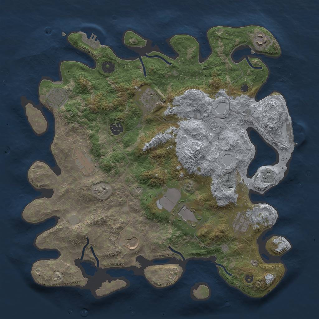 Rust Map: Procedural Map, Size: 3700, Seed: 5134, 16 Monuments