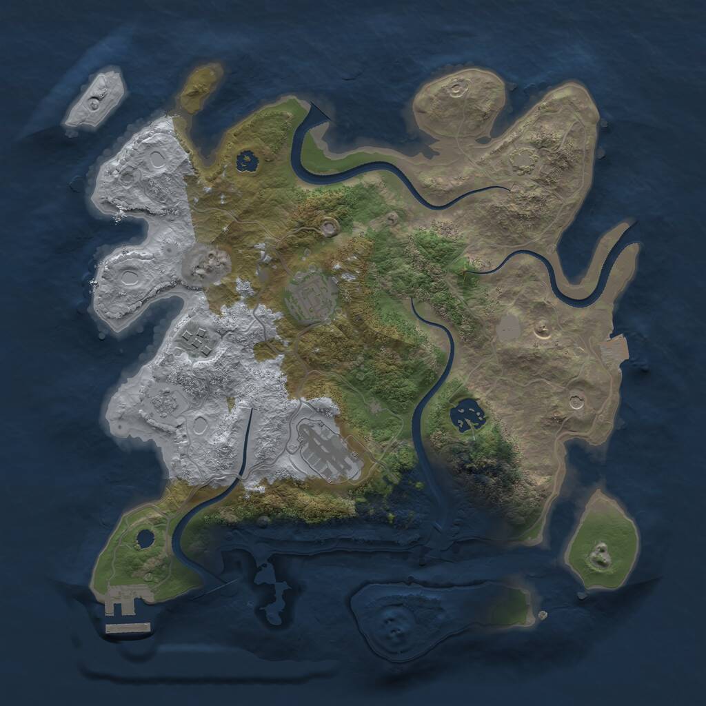 Rust Map: Procedural Map, Size: 3186, Seed: 3293, 9 Monuments