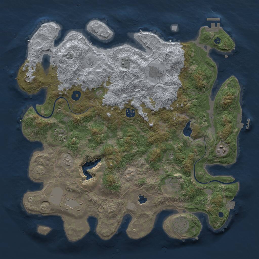 Rust Map: Procedural Map, Size: 4000, Seed: 26755, 14 Monuments