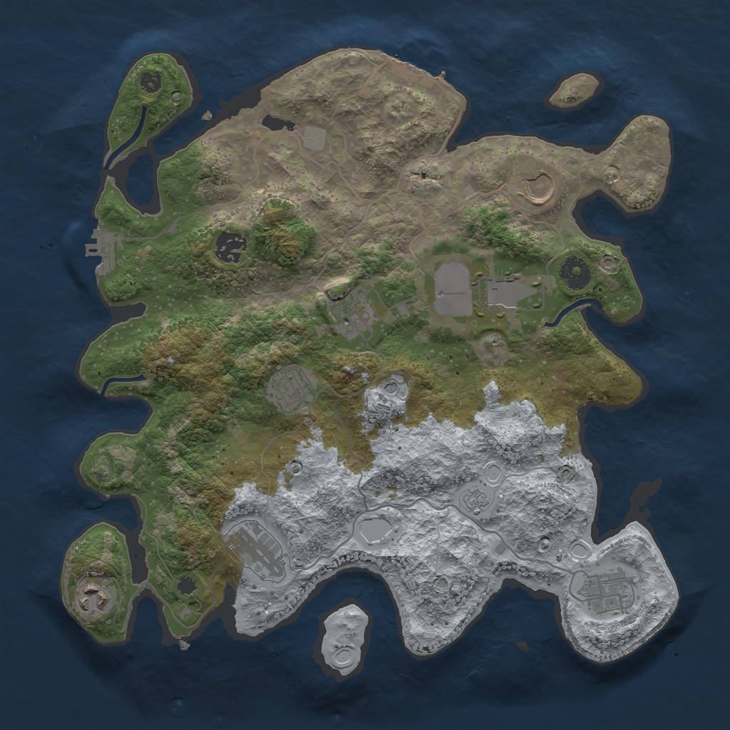 Rust Map: Procedural Map, Size: 3500, Seed: 18321119, 15 Monuments