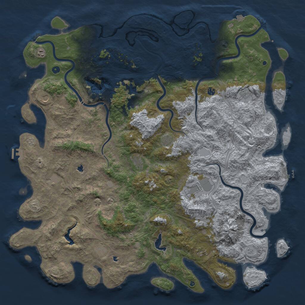 Rust Map: Procedural Map, Size: 6000, Seed: 4302, 17 Monuments