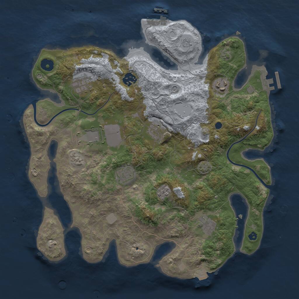 Rust Map: Procedural Map, Size: 3500, Seed: 8793902, 14 Monuments
