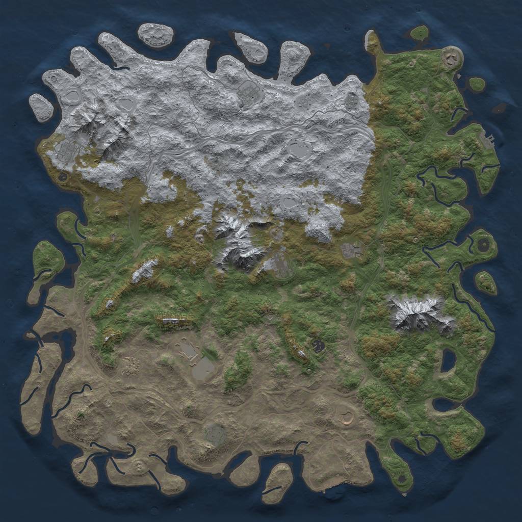 Rust Map: Procedural Map, Size: 6000, Seed: 25853540, 18 Monuments