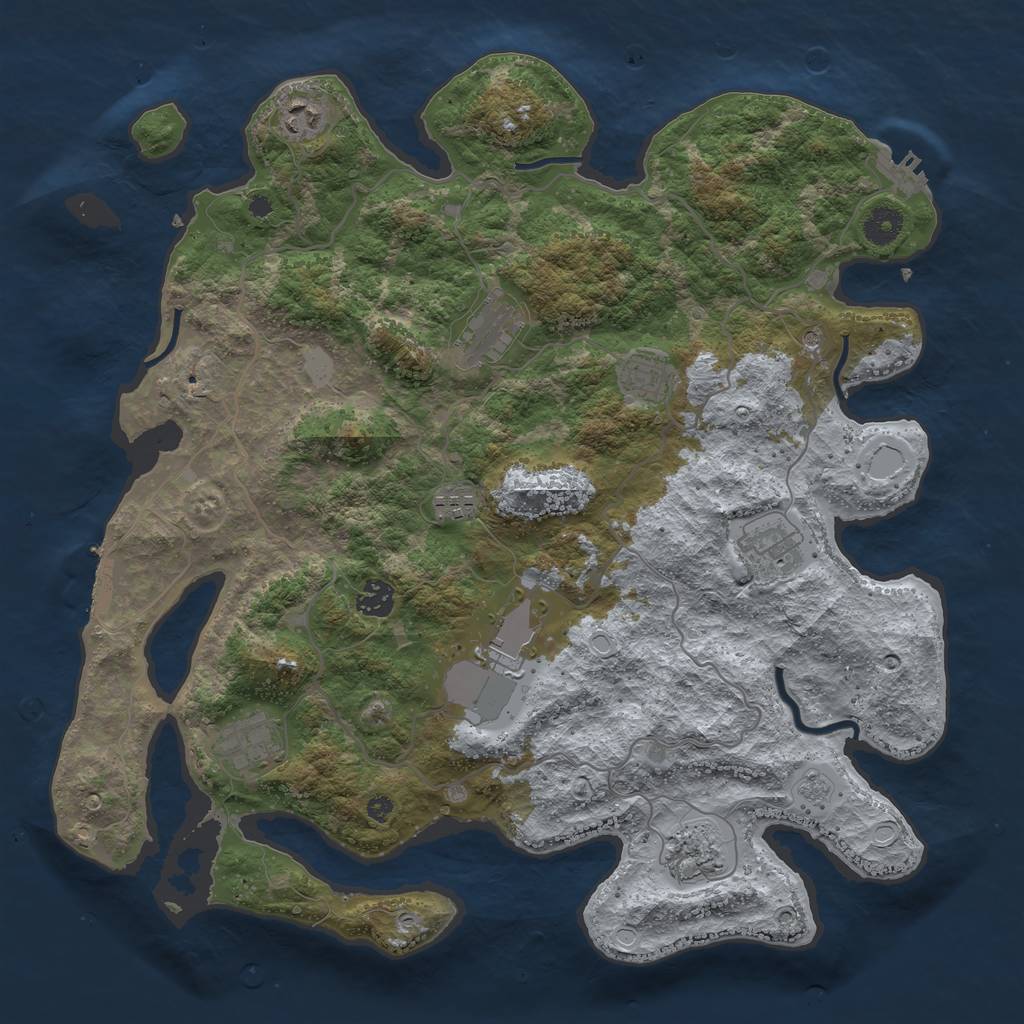 Rust Map: Procedural Map, Size: 4000, Seed: 158265413, 16 Monuments