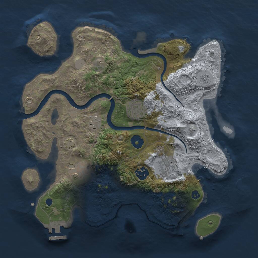Rust Map: Procedural Map, Size: 3000, Seed: 1002904233, 10 Monuments
